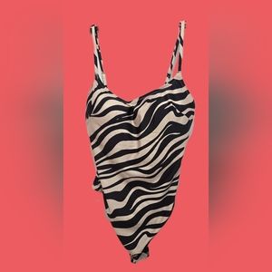 H&M Zebra Print One Piece Swimsuit